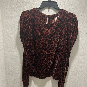 Anthropologie Dolan Charley Velour top Animal Print Sz: small